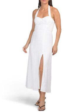 JL LUXE LABEL Linen Halter Neck Maxi Dress